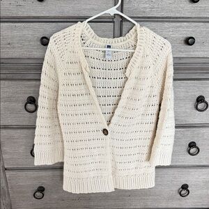 GAP Open-Knit Ivory Button Cardigan